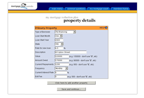 Mortgage Reduction Software sample page