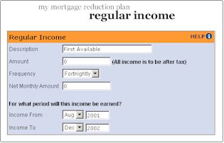 Mortgage Reduction Software Regular Income sample page