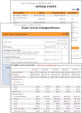 Mortgage Reduction Software Results Pages